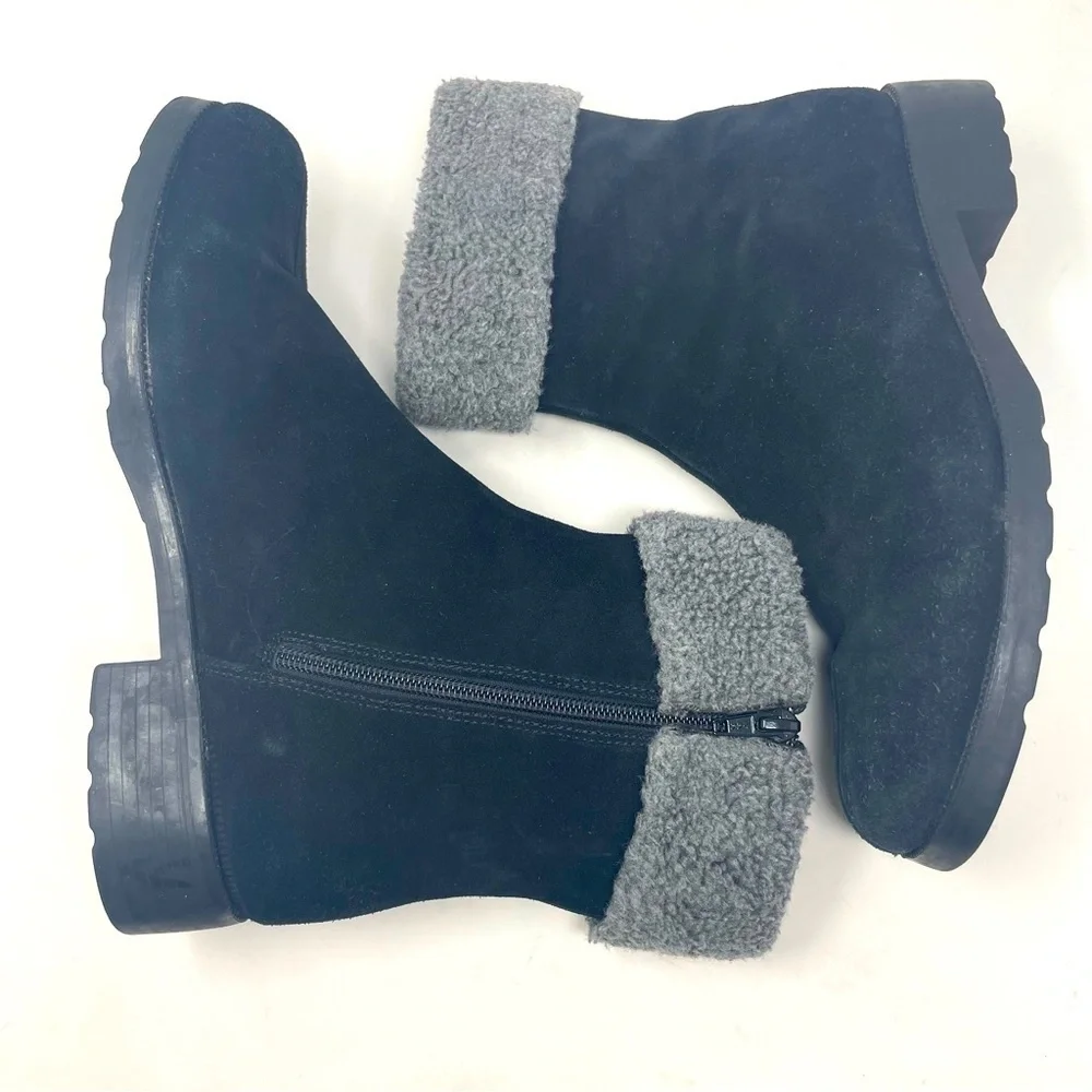 Talbots Ankle Boots Leather/Suede Fleece Lined Size 9.5 Black